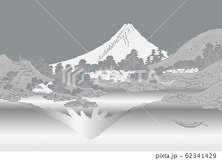 葛飾北斎イメージ甲州三坂水面銀2 62341429