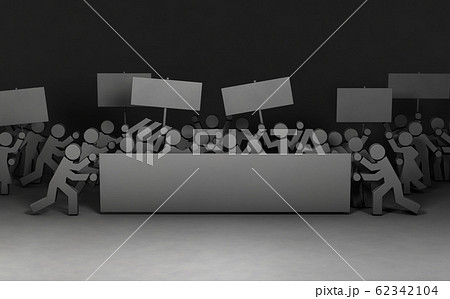 プラカードを掲げて抗議する群集のcgのイラスト素材