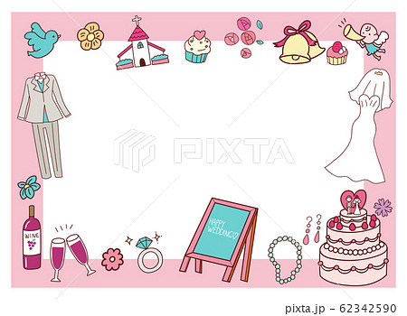 結婚式 ブライダル イラスト 素材 フレーム ピンク デザイン 手書き風 かわいいのイラスト素材 62342590 Pixta