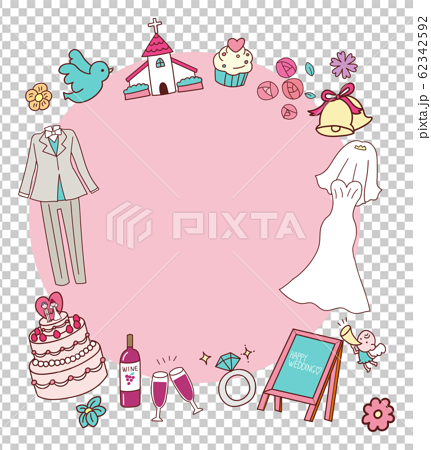 結婚式 ブライダル イラスト 素材 フレーム ピンク デザイン 手書き風 かわいいのイラスト素材 62342592 Pixta