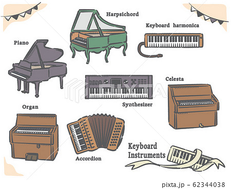 鍵盤楽器 ピアノ類の楽器のイラスト素材セット のイラスト素材