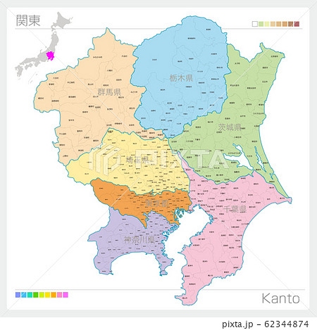 関東の地図 Kantoのイラスト素材