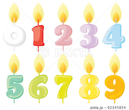 お誕生日の数字のキャンドルのイラストセットのイラスト素材