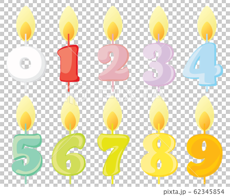 Birthday number candle illustration set 62345854
