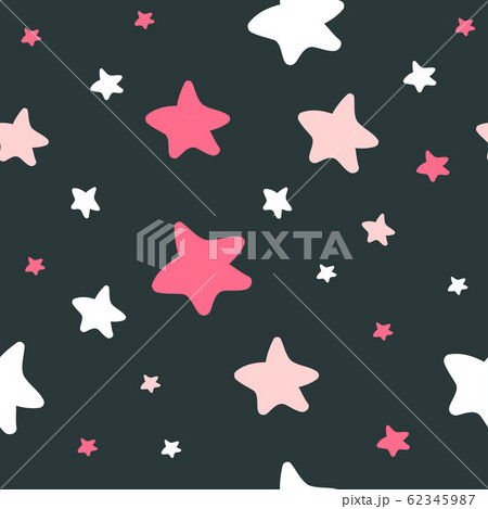 Vector doodle seamless pattern with stars on the black background. Pink color illustration. Vector doodle seamless pattern with stars on the black background. Pink color illustration. 62345987