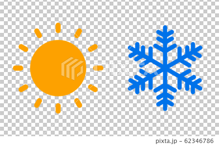太陽と雪の結晶アイコン 62346786