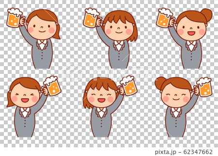 乾杯女子のイラスト素材