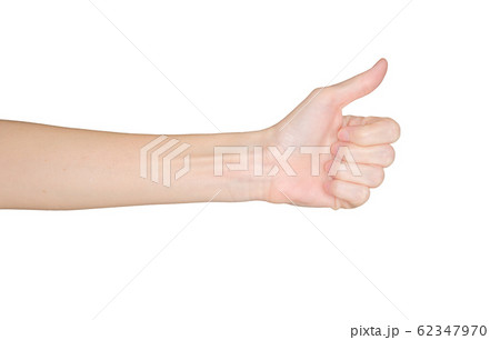 Closeup of female hand excellent, good, ok. Isolated on white background Closeup of female hand excellent, good, ok. Isolated on white background 62347970