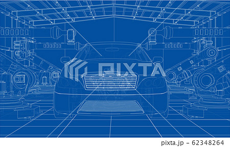 Assembly of motor vehicle. Vector 62348264