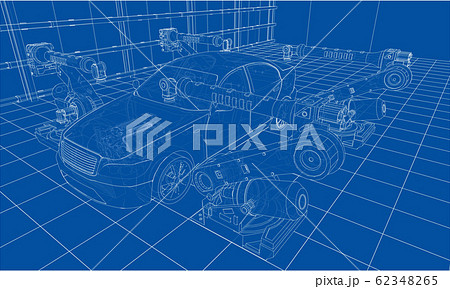 Assembly of motor vehicle. Vector 62348265
