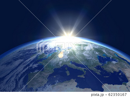 地球 夜明け ヨーロッパ 星ナシ のイラスト素材