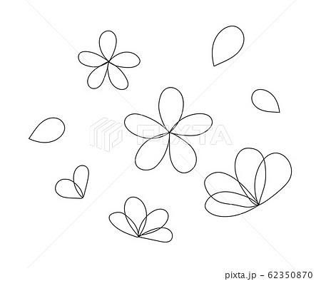 シンプルで繊細な花の線のイラスト 素材 白黒のイラスト素材