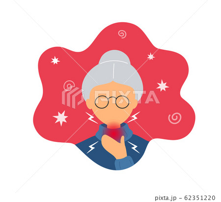 Old Woman With Throat Pain Touching Her Neckのイラスト素材