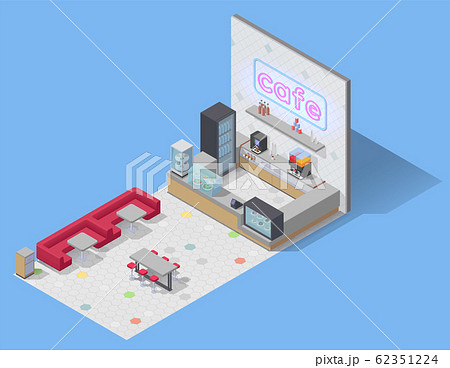Food Cafe Isometric Composition 62351224