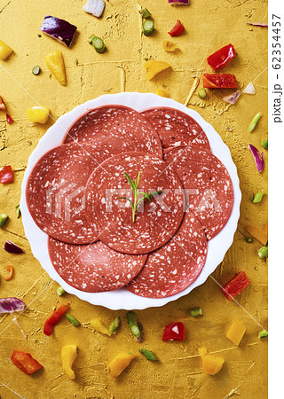 slices of veggie salami 62354457