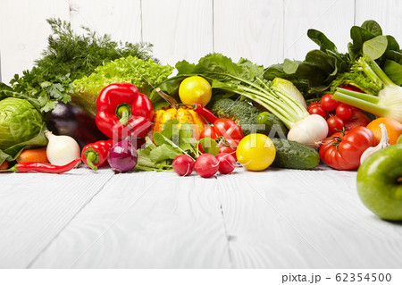 frame with fresh organic vegetables and fruits on frame with fresh organic vegetables and fruits on 62354500