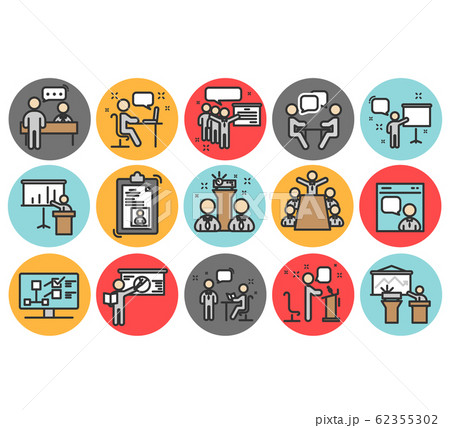 Business presentation line icons.  62355302
