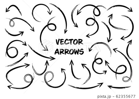 Black Grunge Hand Drawn Arrows Set on White Background. Arrow, Cursor Icon. Vector Pointers Black Grunge Hand Drawn Arrows Set on White Background. Arrow, Cursor Icon. Vector Pointers 62355677