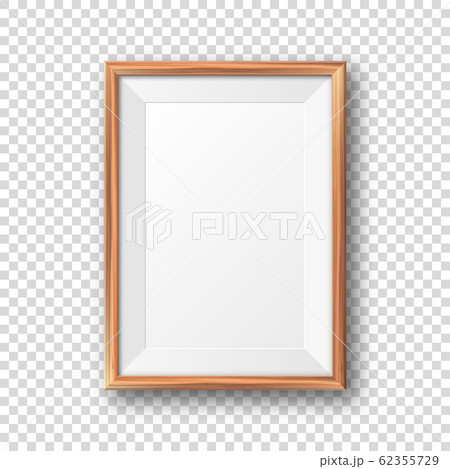 Realistic blank wooden picture frame. Modern poster mockup. Empty photo frame with texture of wood 62355729