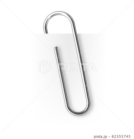 Realistic tilted metal paper clip. Page holder, binder. Vector illustration. Realistic tilted metal paper clip. Page holder, binder. Vector illustration. 62355745
