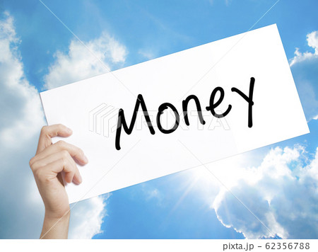 Money Sign on white paper. Man Hand Holding Paper Money Sign on white paper. Man Hand Holding Paper 62356788
