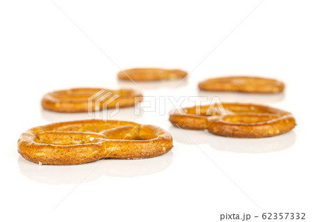 Salty brown pretzel isolated on white 62357332