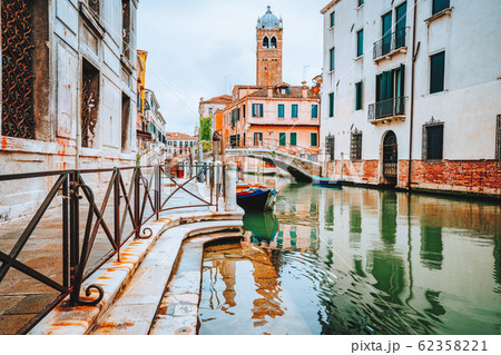 Venice, Italy. Beautiful scenery of the typical channels canals in old vintage Venezia city 62358221