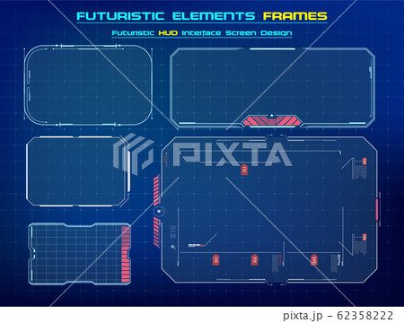 HUD UI GUI futuristic user interface screen elements set . Abstract control panel layout design. Sci fi virtual tech display. Vector illustration 62358222