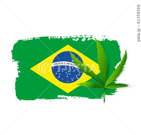 Brazil flag with realistic cannabis 62359268