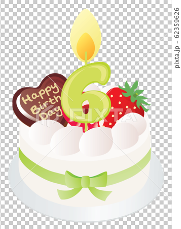 Birthday cake (watercolor) 6 years old - Stock Illustration [40090483] -  PIXTA