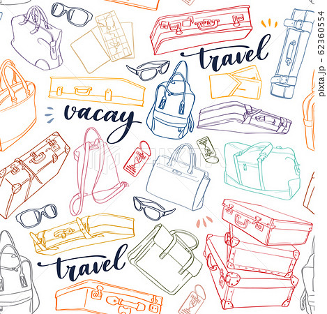 Seamless pattern travel elements and luggage.  62360554