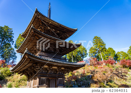 滋賀県 湖南三山の一つ 紅葉の美しい常楽寺の三重塔 滋賀県 湖南三山の一つ 紅葉の美しい常楽寺の三重塔 62364031