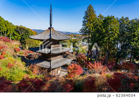 滋賀県 湖南三山の一つ 紅葉の美しい常楽寺の三重塔 滋賀県 湖南三山の一つ 紅葉の美しい常楽寺の三重塔 62364034