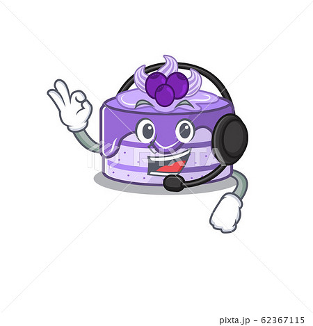 Happy blueberry cake mascot design style wearing headphone Happy blueberry cake mascot design style wearing headphone 62367115