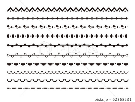 線 手書き風 セット 白黒のイラスト素材