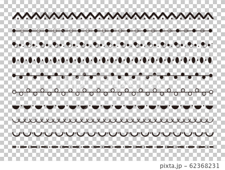 線 手書き風 セット 白黒のイラスト素材