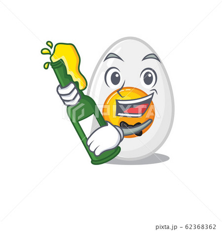 mascot cartoon design of boiled egg with bottle of beer 62368362