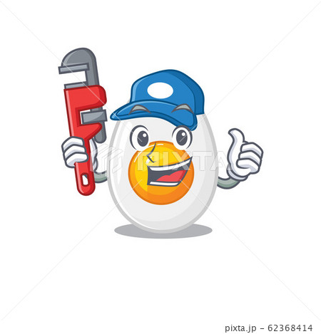 A cute picture of boiled egg working as a Plumber 62368414