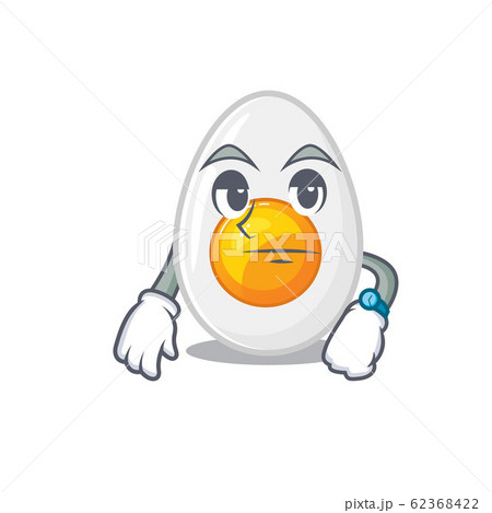 cartoon character design of boiled egg on a waiting gesture 62368422