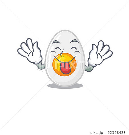 Funny boiled egg mascot design with Tongue out 62368423