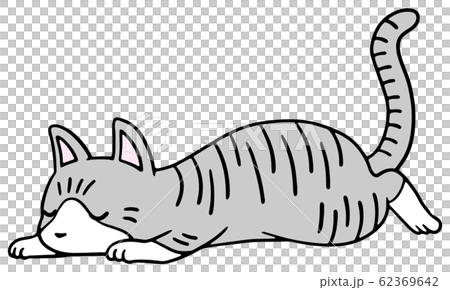 倒れた猫のイラスト サバトラ 眠り顔のイラスト素材 倒れた猫のイラスト サバトラ 眠り顔のイラスト素材