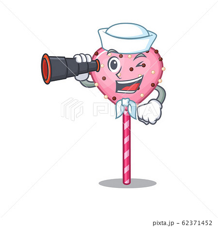 A picture of candy heart lollipop working as a Sailor with binocular 62371452