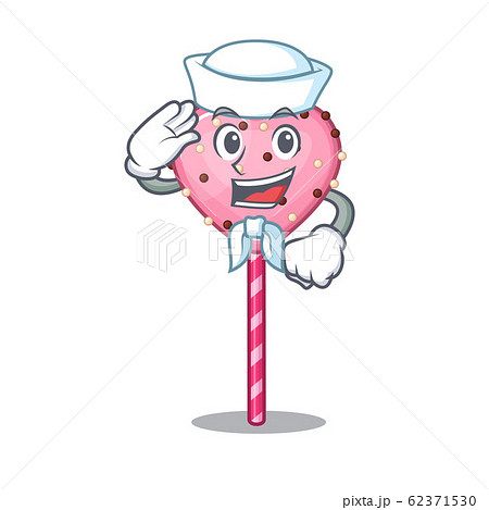 Candy heart lollipop cartoon concept Sailor wearing hat 62371530