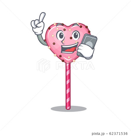 Candy heart lollipop Cartoon design style speaking on a phone 62371536