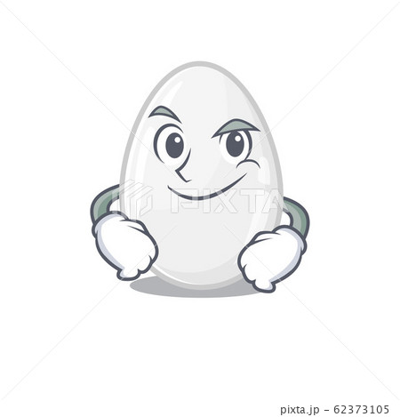 Cool white egg mascot character with Smirking face 62373105