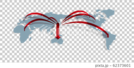 ベクターイラスト 世界地図 日本中心のネットワークイメージのイラスト素材