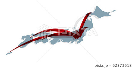 ベクターイラスト　日本地図　関東中心のネットワークイメージ 62373618