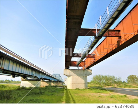 上武大橋　　　橋の架け替え工事　　埼玉県・群馬県　　県境 62374039