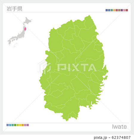 岩手県の地図・Iwate（市町村・区分け）