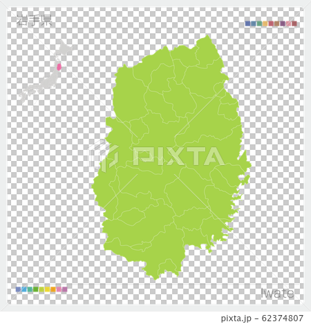 岩手県の地図・Iwate（市町村・区分け） 62374807